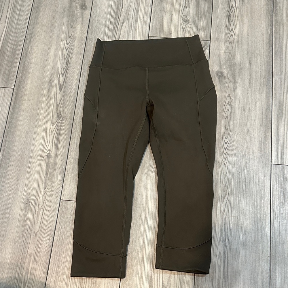 Lululemon dark olive In Movement Crop Leggings